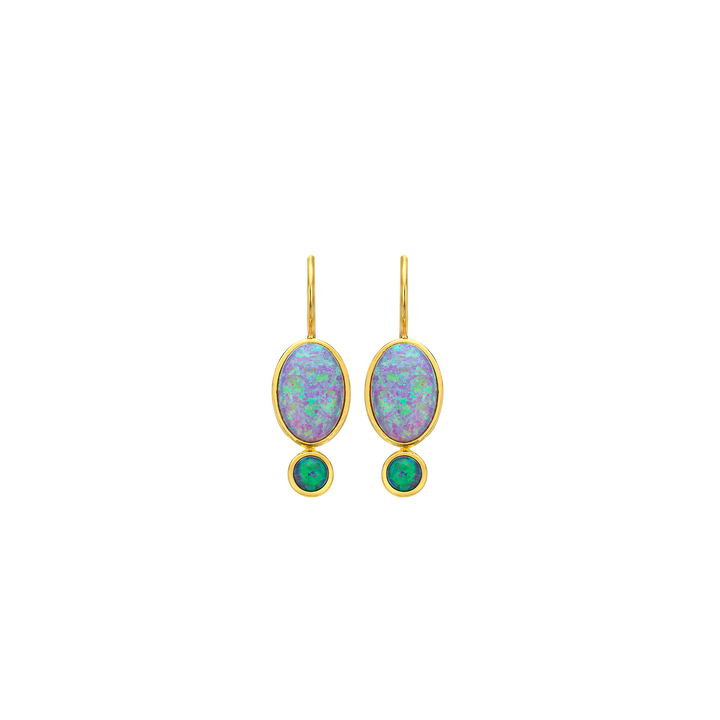 18K/24K Gold Plated Earring with Turquoise Synthetic Opal - Mare - 7