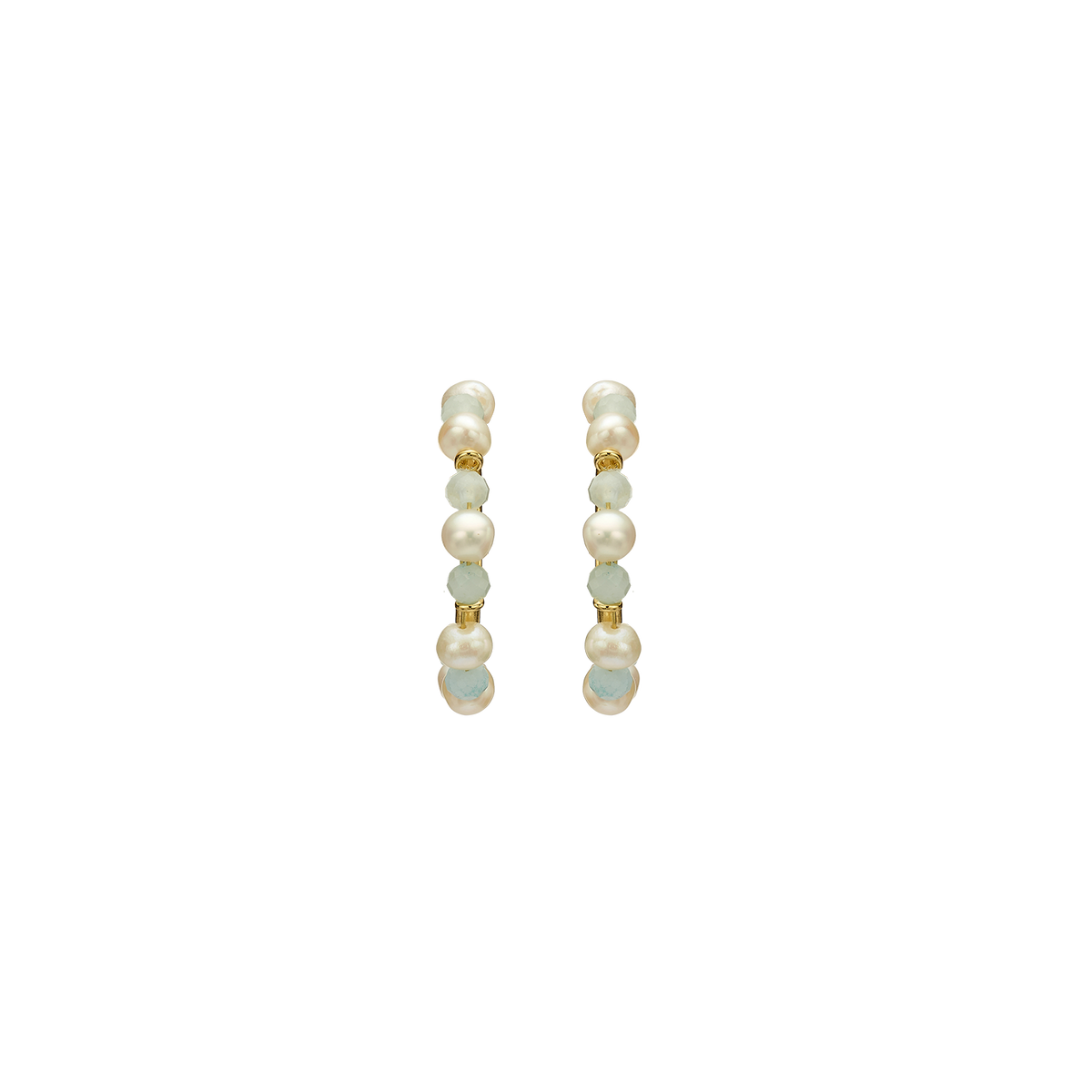 18K/24K Gold Plated Hoop Earring with Pearls - Mare - 3