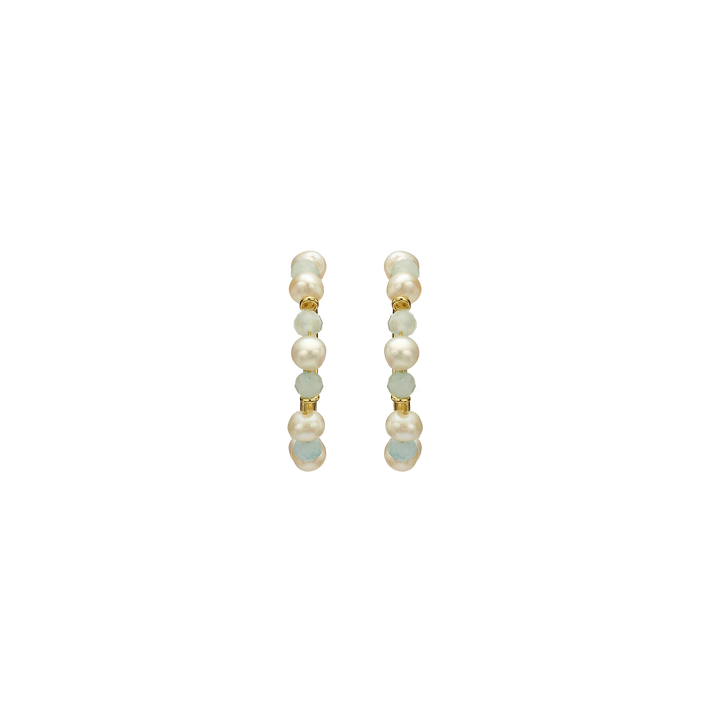 18K/24K Gold Plated Hoop Earring with Pearls - Mare - 3