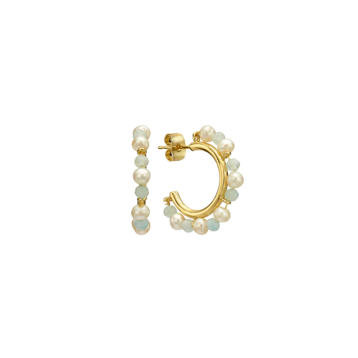 18K/24K Gold Plated Hoop Earring with Pearls - Mare