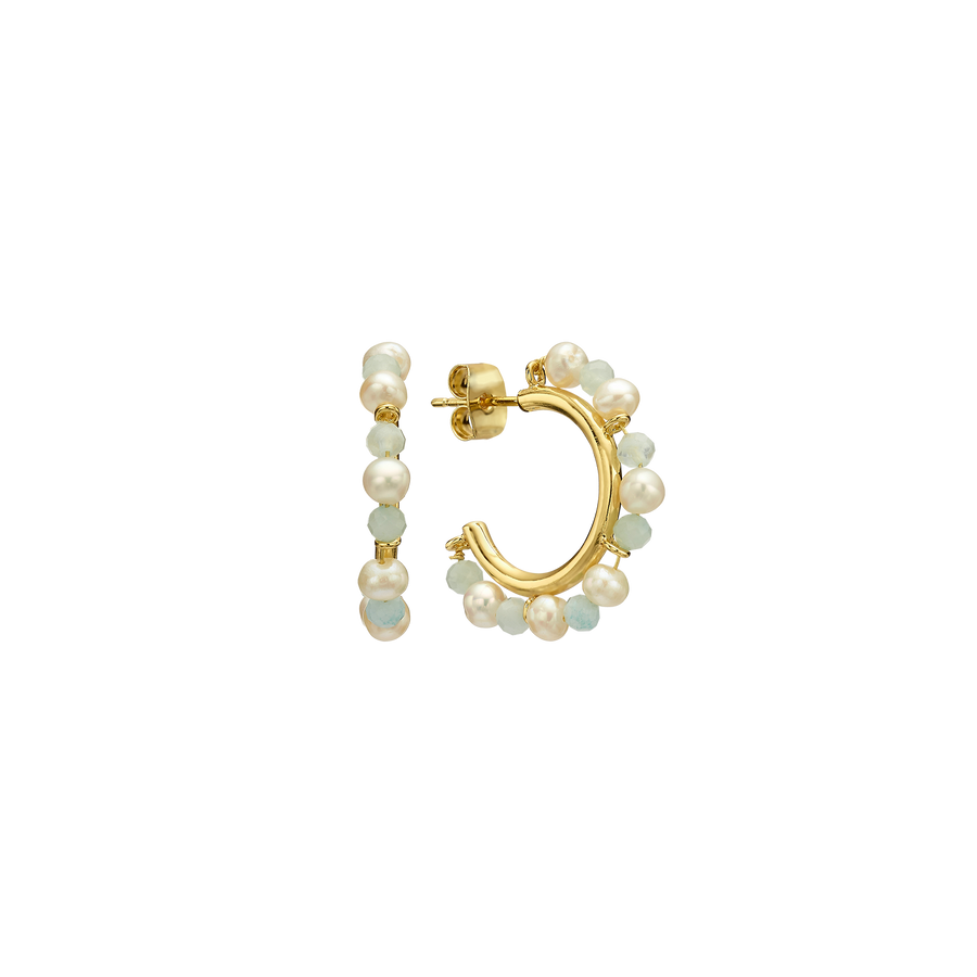 18K/24K Gold Plated Hoop Earring with Pearls - Mare