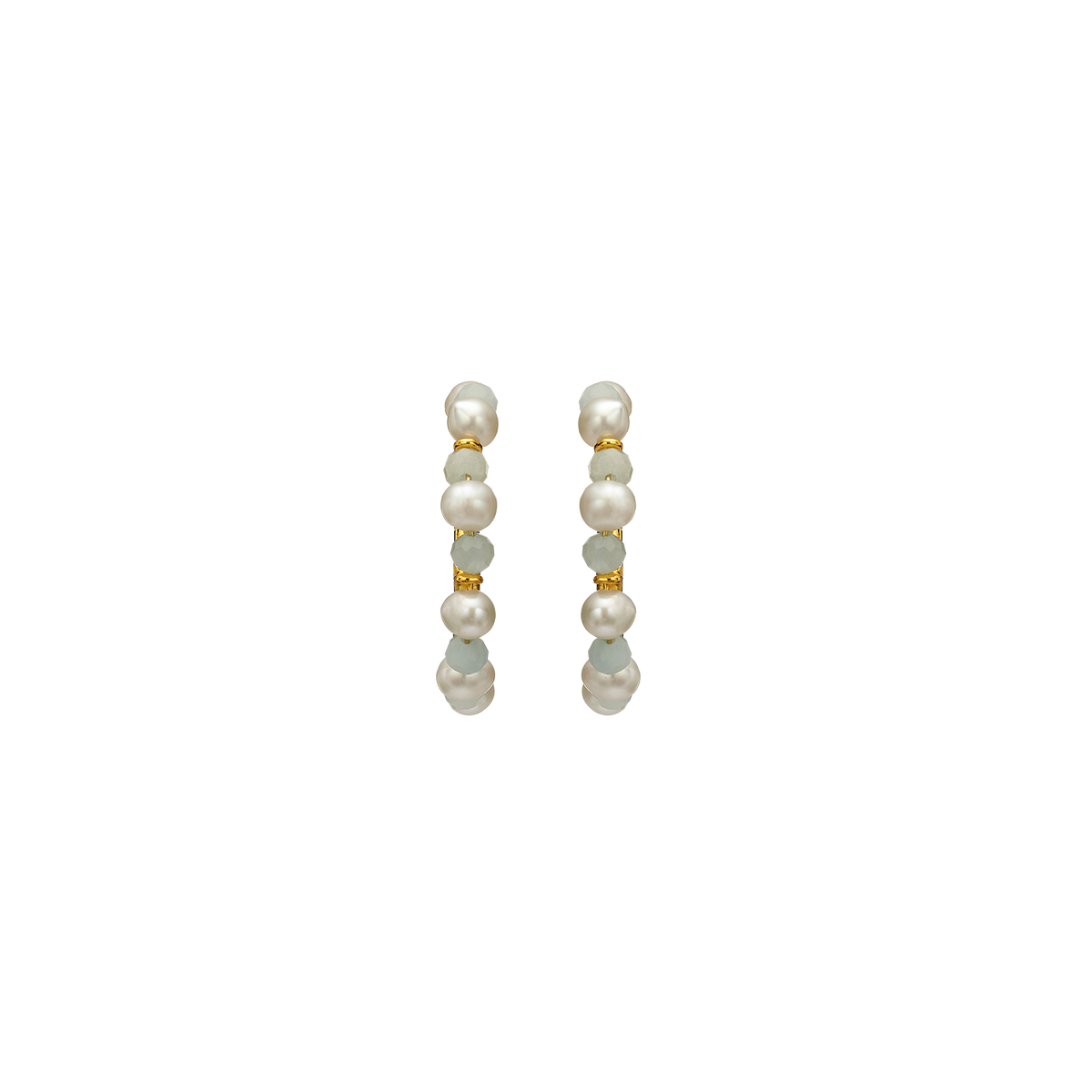 18K/24K Gold Plated Hoop Earring with Pearls - Mare - 7