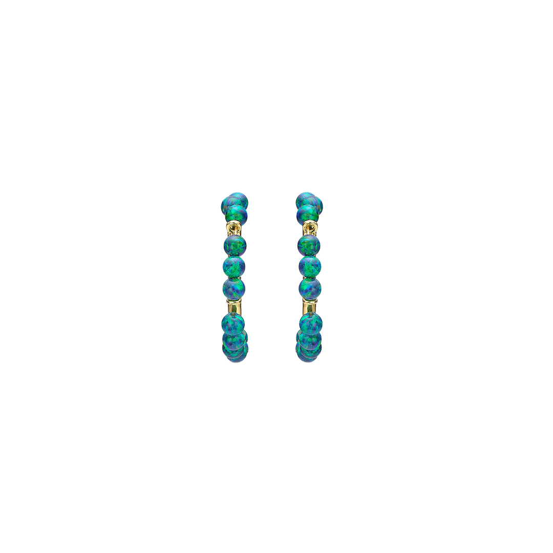 18K/24K Gold Plated Earring with Turquoise Synthetic Opal Drops - Mare - 3