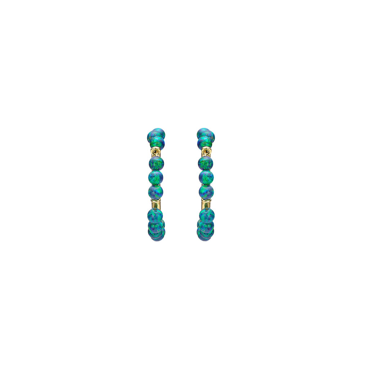 18K/24K Gold Plated Earring with Turquoise Synthetic Opal Drops - Mare - 3