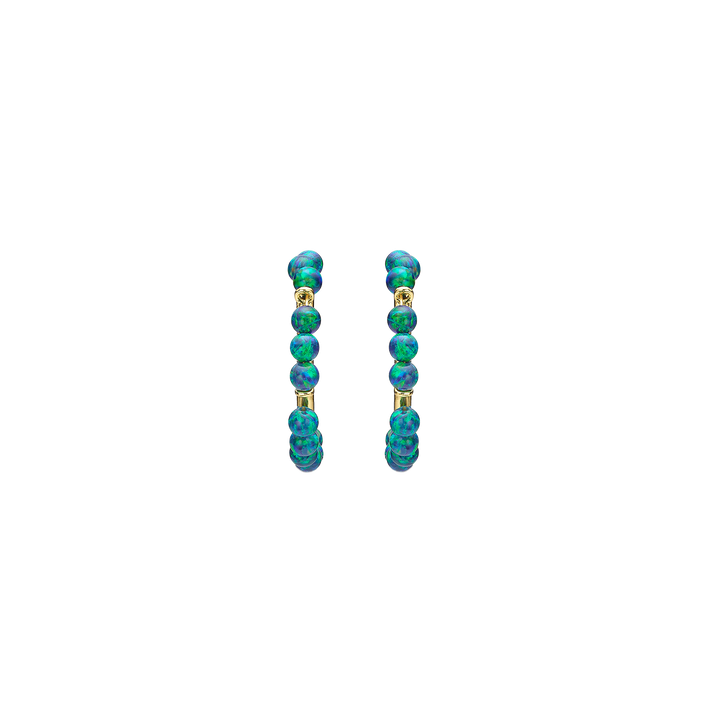 18K/24K Gold Plated Earring with Turquoise Synthetic Opal Drops - Mare - 3