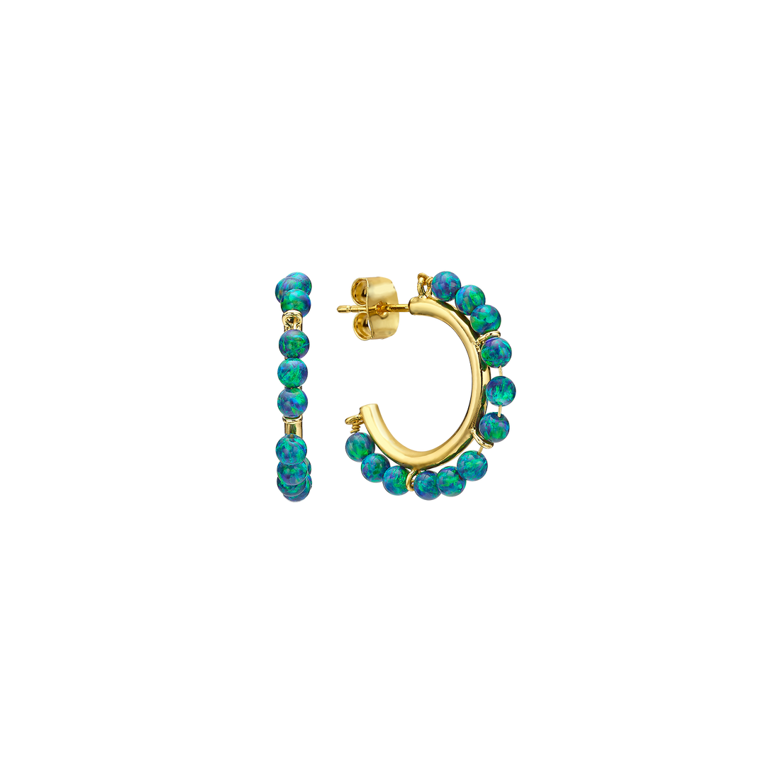 18K/24K Gold Plated Earring with Turquoise Synthetic Opal Drops - Mare