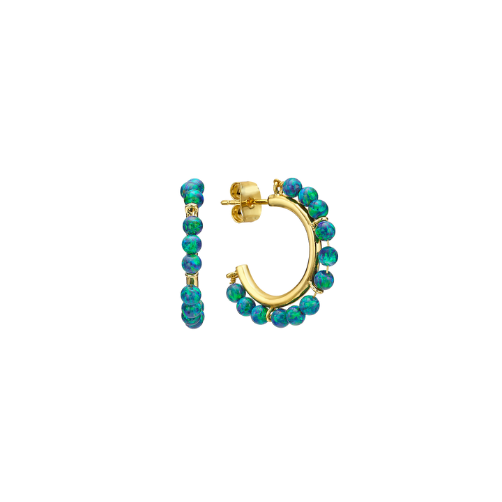 18K/24K Gold Plated Earring with Turquoise Synthetic Opal Drops - Mare