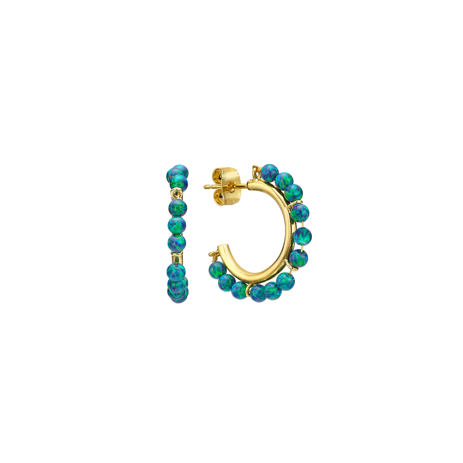 18K/24K Gold Plated Earring with Turquoise Synthetic Opal Drops - Mare