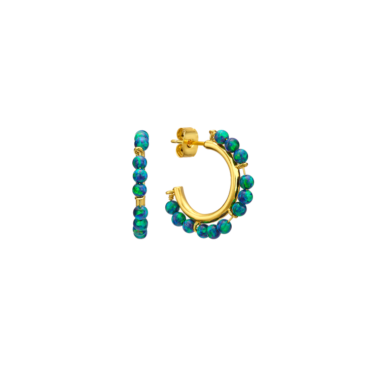18K/24K Gold Plated Earring with Turquoise Synthetic Opal Drops - Mare - 7