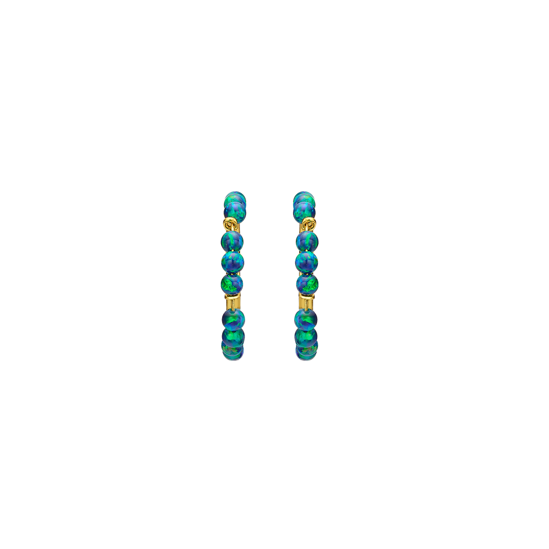 18K/24K Gold Plated Earring with Turquoise Synthetic Opal Drops - Mare - 9