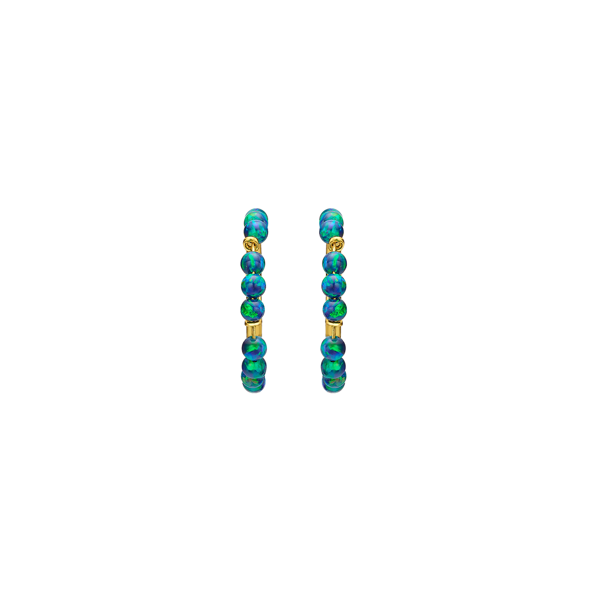 18K/24K Gold Plated Earring with Turquoise Synthetic Opal Drops - Mare - 9