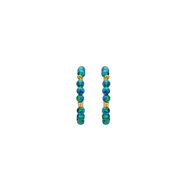 18K/24K Gold Plated Earring with Turquoise Synthetic Opal Drops - Mare - 9