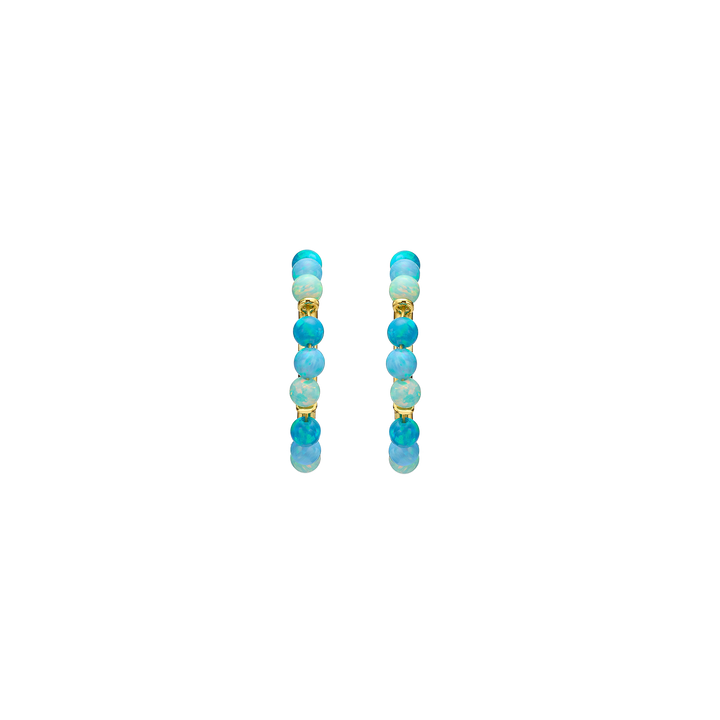 18K/24K Gold Plated Earring with Sky Blue Synthetic Opal Drops - Mare - 3