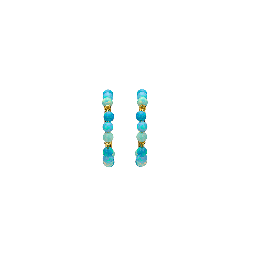 18K/24K Gold Plated Earring with Sky Blue Synthetic Opal Drops - Mare - 10