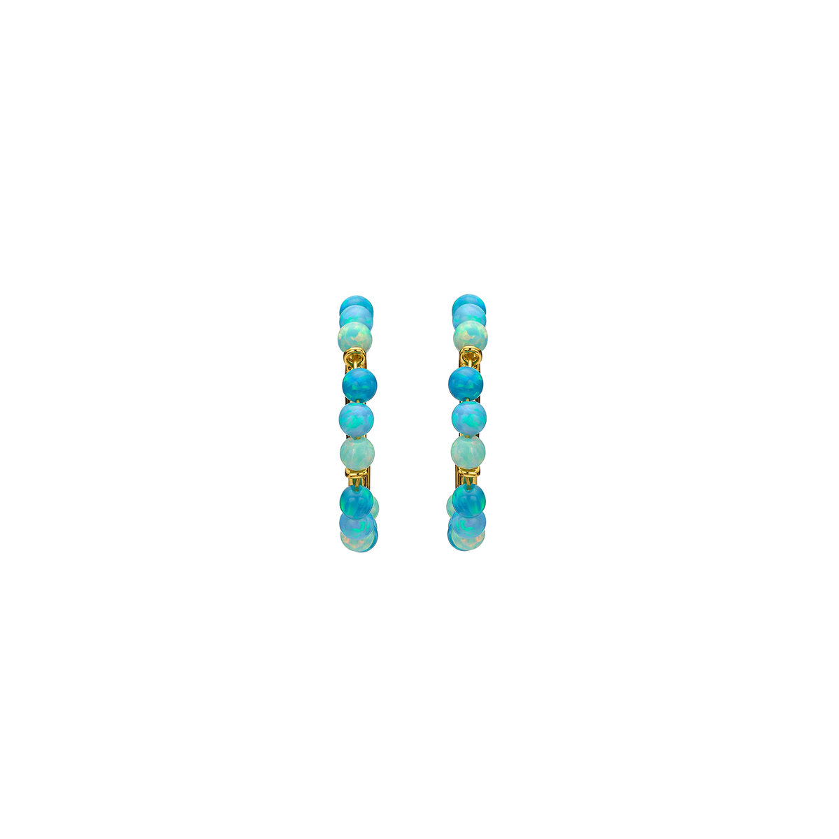 18K/24K Gold Plated Earring with Sky Blue Synthetic Opal Drops - Mare - 10