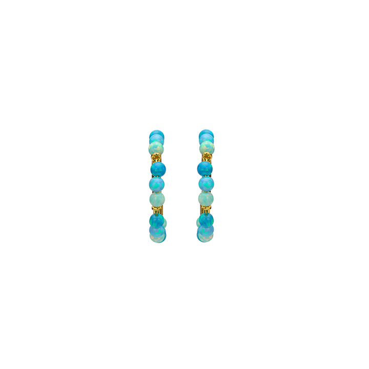 18K/24K Gold Plated Earring with Sky Blue Synthetic Opal Drops - Mare - 10