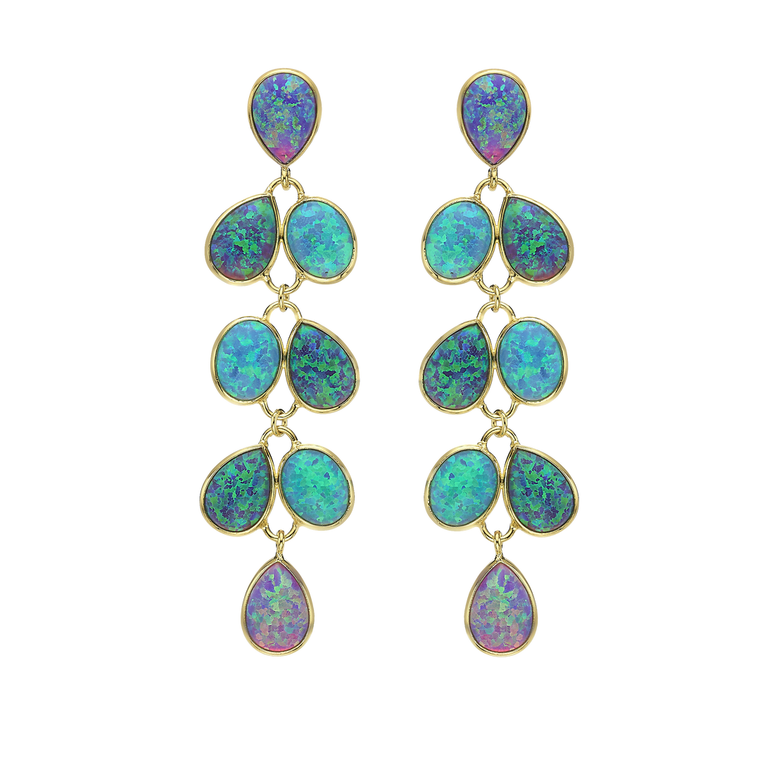 18K\24K gold plated long earring with turquoise synthetic opal Mare 