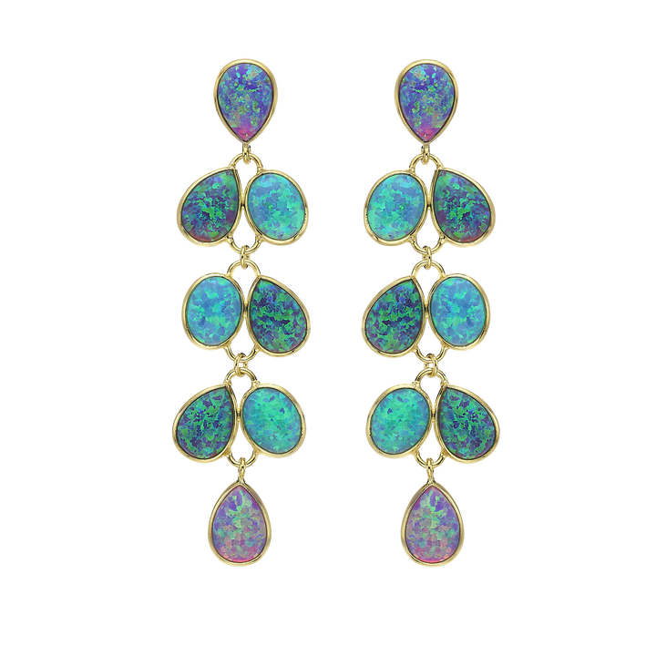 18K\24K gold plated long earring with turquoise synthetic opal Mare 