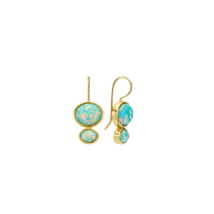 18K\24K gold plated dangling earring with synthetic opal stones Mare 
