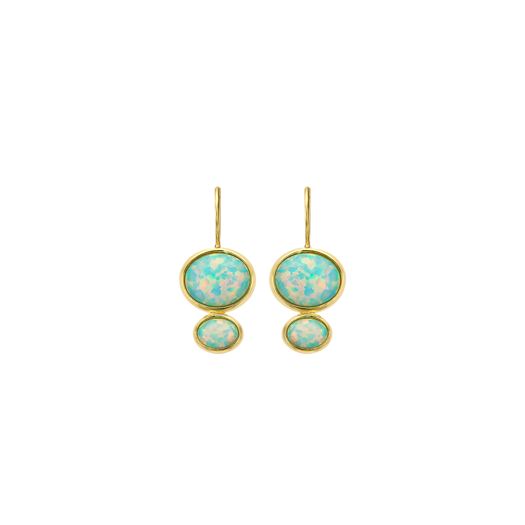 18K/24K Gold Plated Drop Earring with Synthetic Opal - Mare - 3