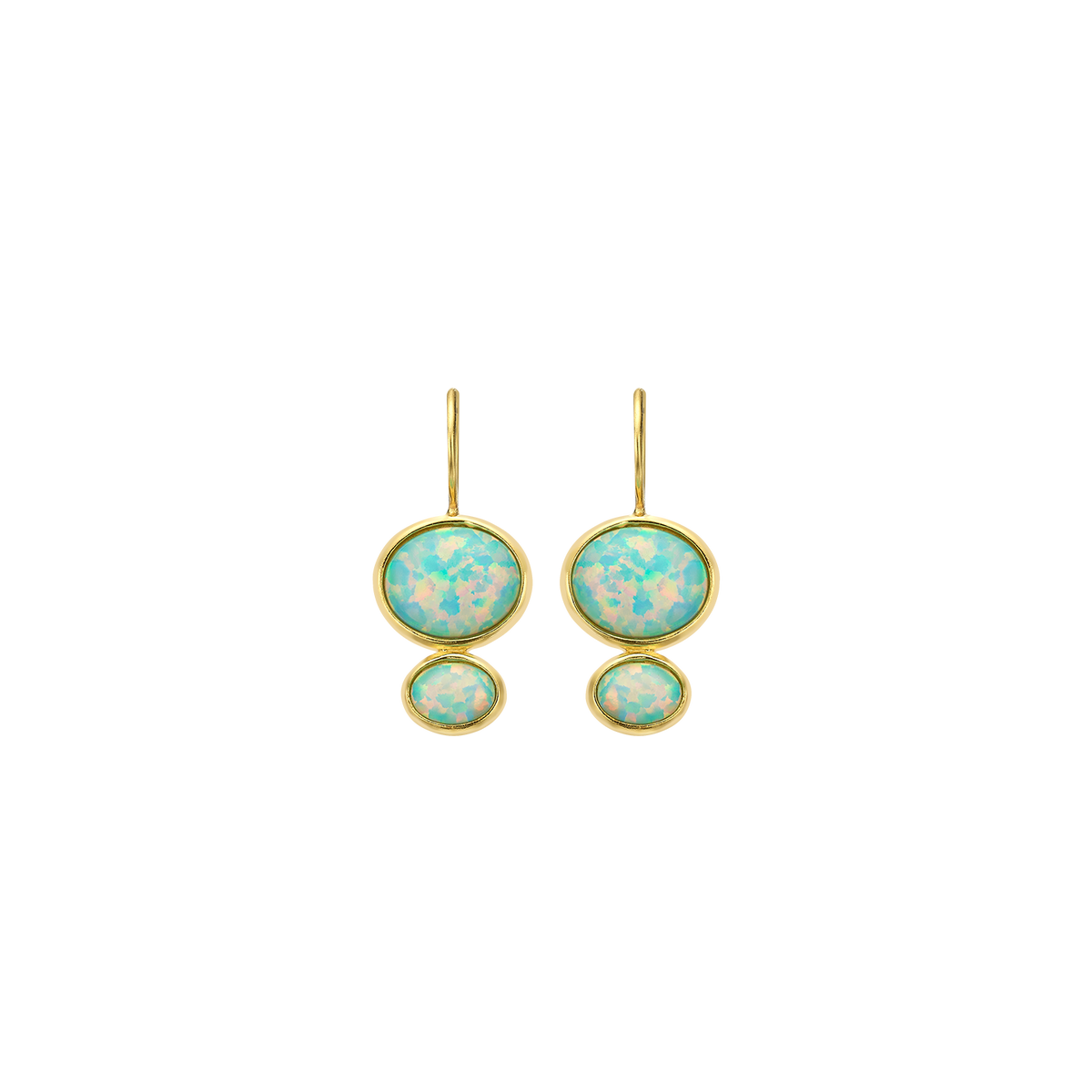 18K/24K Gold Plated Drop Earring with Synthetic Opal - Mare - 3
