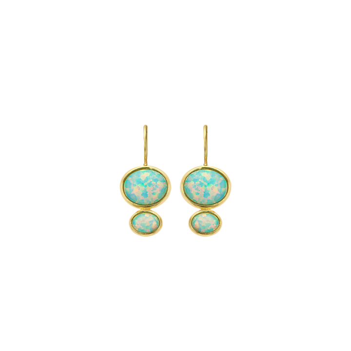18K/24K Gold Plated Drop Earring with Synthetic Opal - Mare - 3