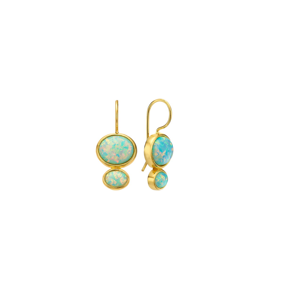 18K/24K Gold Plated Drop Earring with Synthetic Opal - Mare - 8
