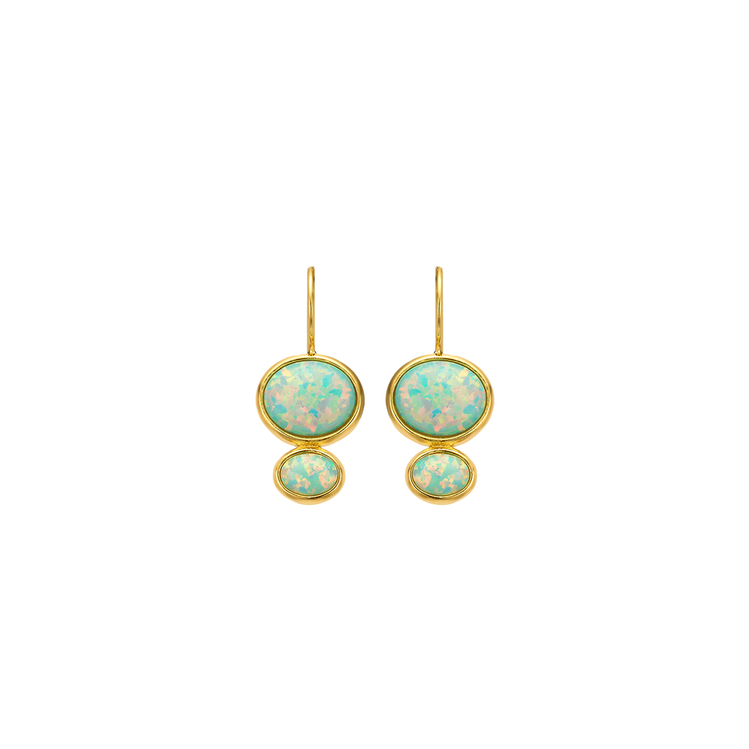 18K/24K Gold Plated Drop Earring with Synthetic Opal - Mare - 10