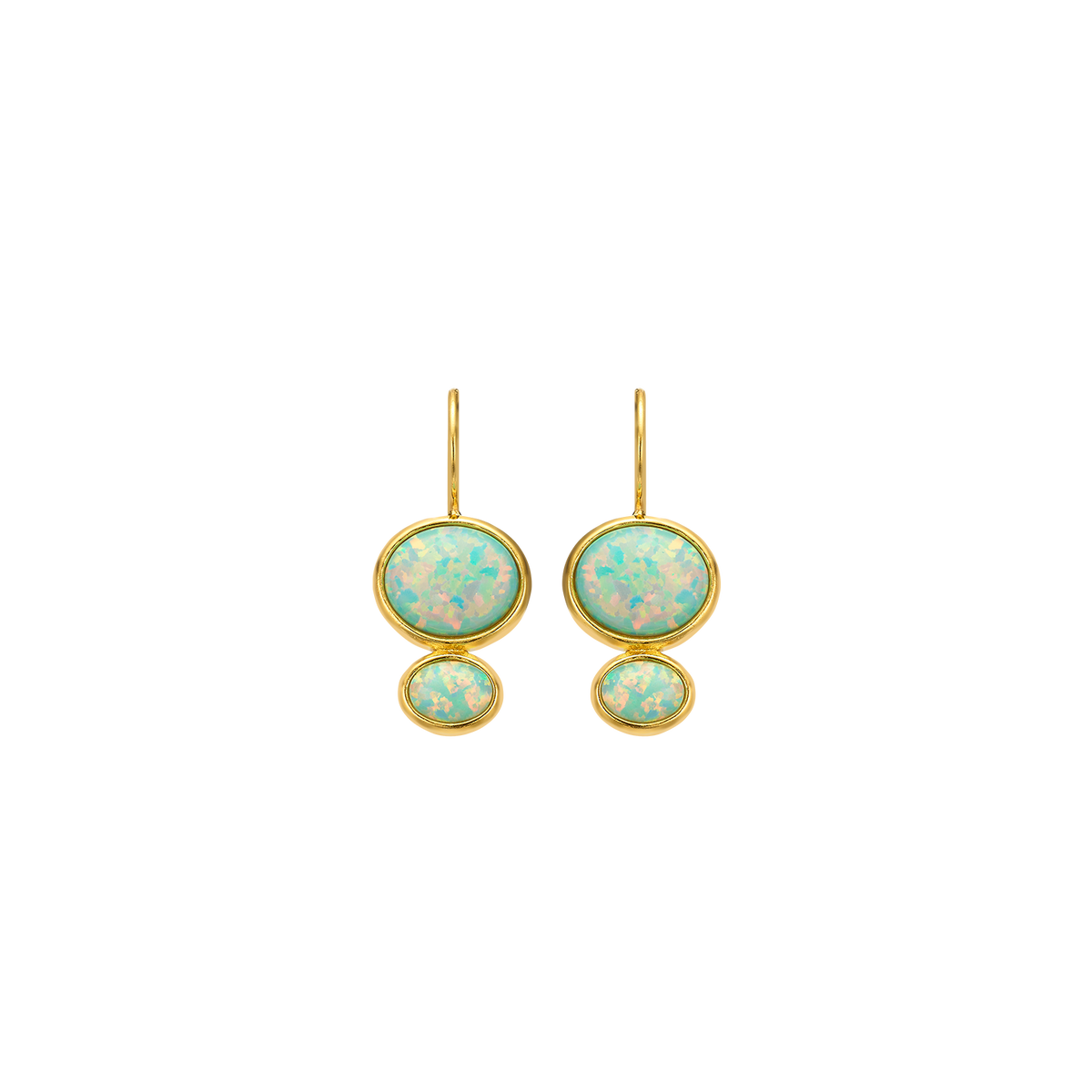 18K/24K Gold Plated Drop Earring with Synthetic Opal - Mare - 10