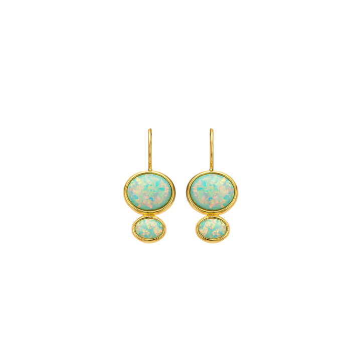 18K/24K Gold Plated Drop Earring with Synthetic Opal - Mare - 10
