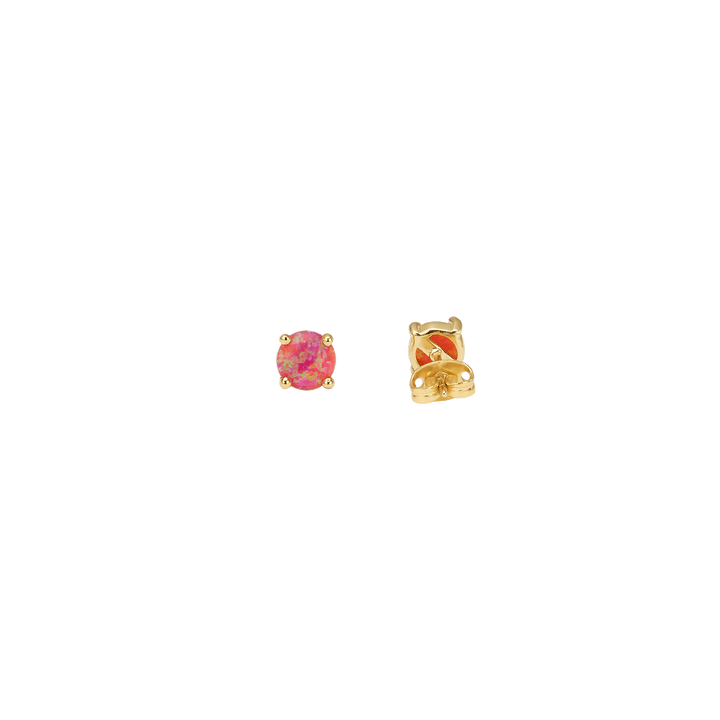 18K Gold Plated Stud Earrings with Pink Lab-Created Opal - Botanic - 4