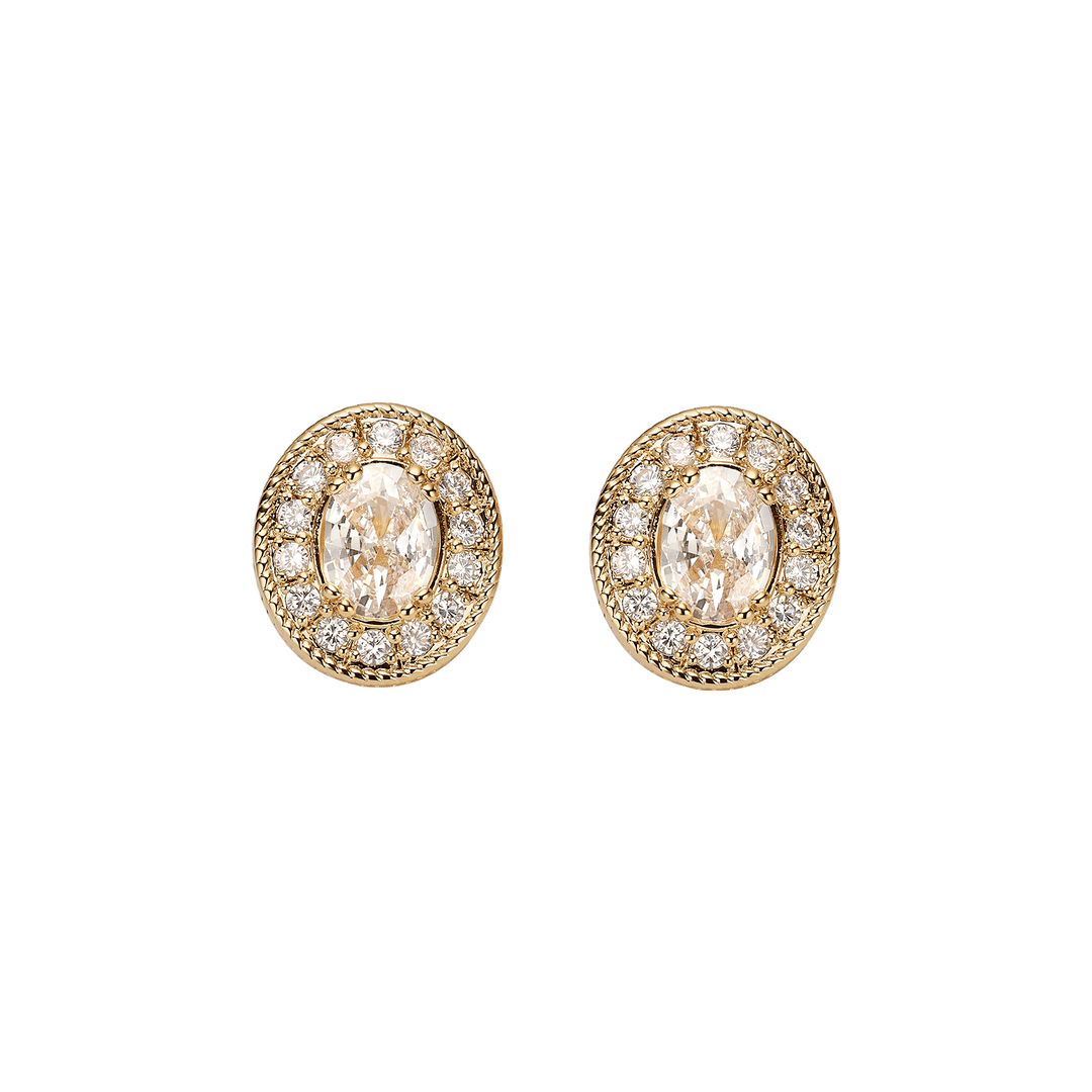 18K Gold Plated Earrings with Clear Zirconia - Nobel