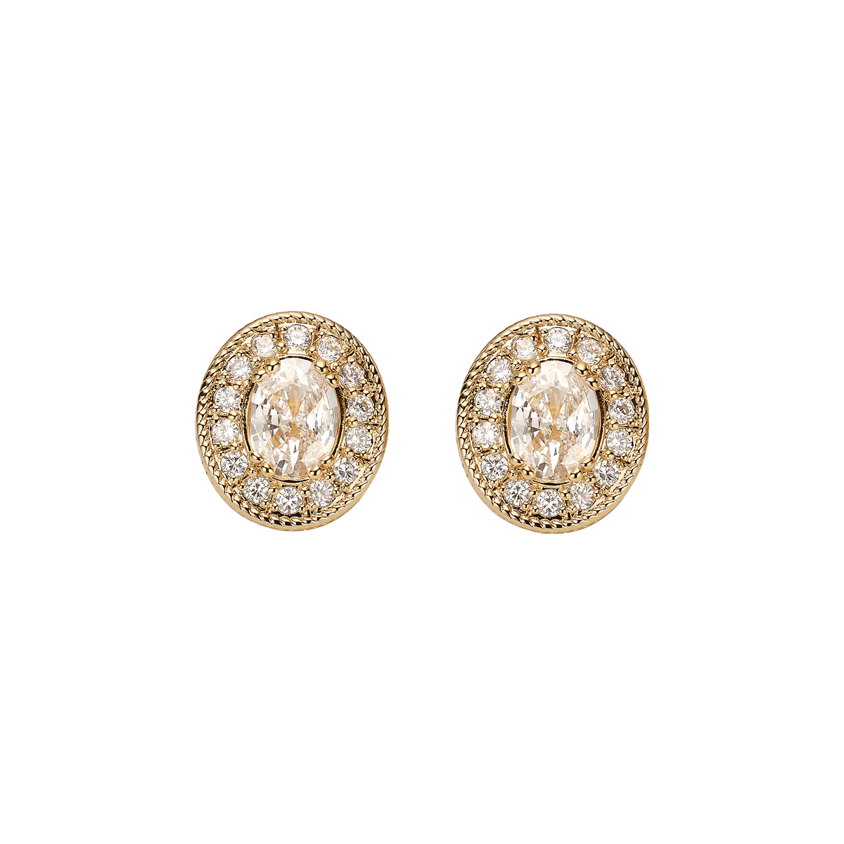 18K Gold Plated Earrings with Clear Zirconia - Nobel