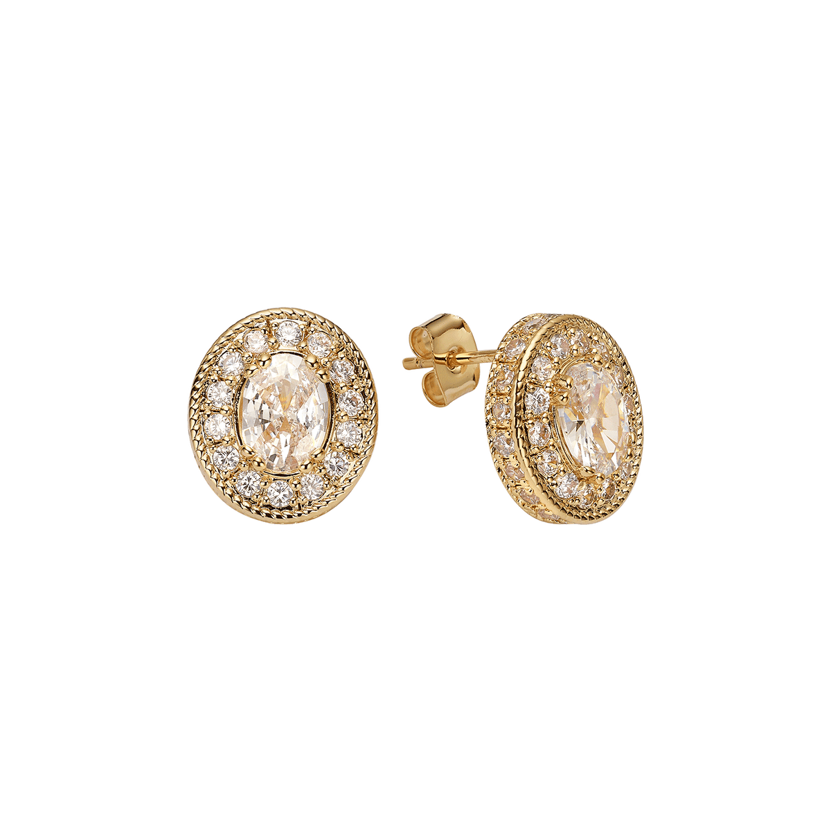 18K Gold Plated Earrings with Clear Zirconia - Nobel - 2