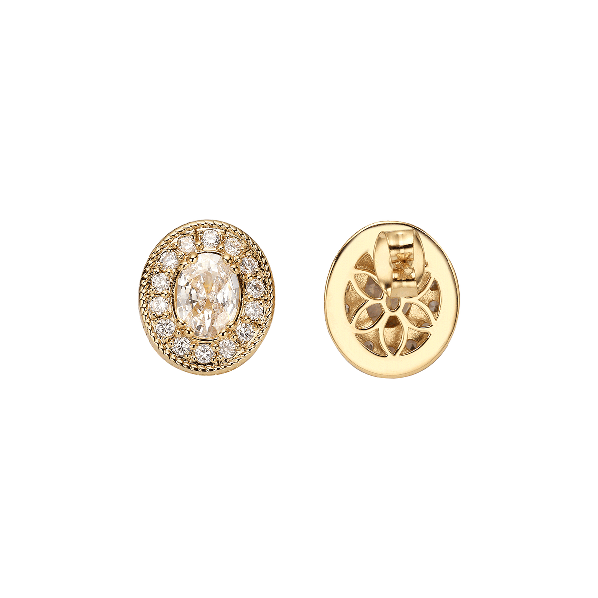 18K Gold Plated Earrings with Clear Zirconia - Nobel - 4