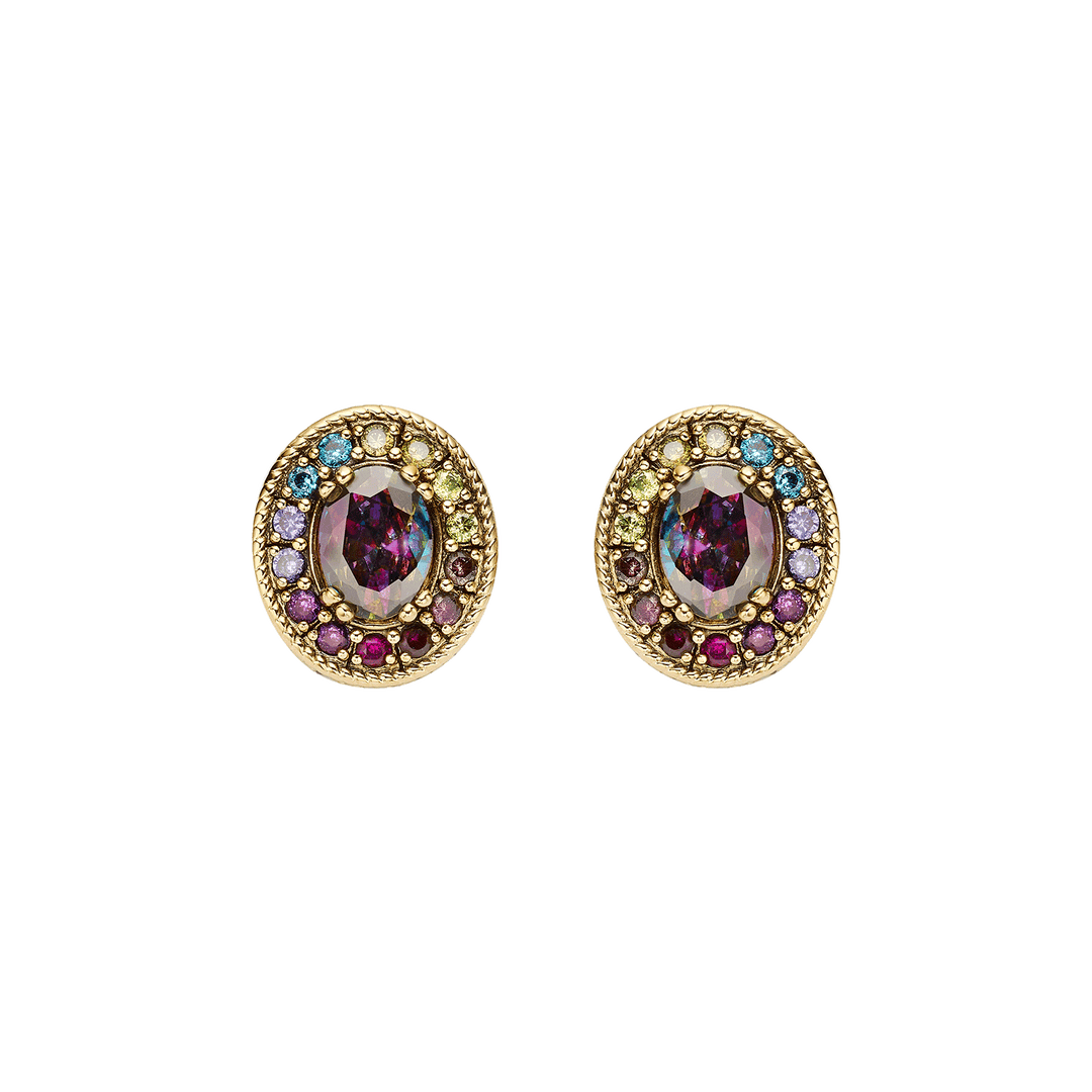 18K Gold Plated Earrings with Multicolor Zirconia - Nobel