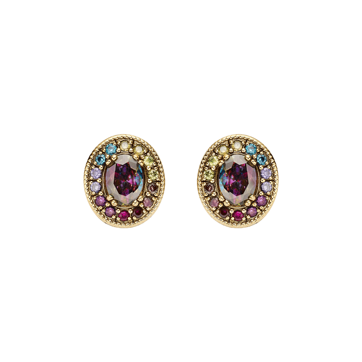 18K Gold Plated Earrings with Multicolor Zirconia - Nobel