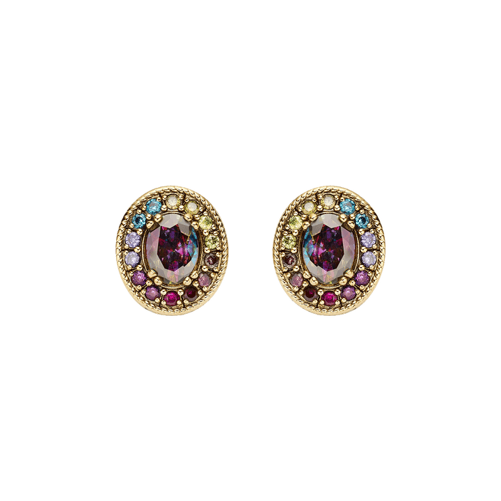 18K Gold Plated Earrings with Multicolor Zirconia - Nobel