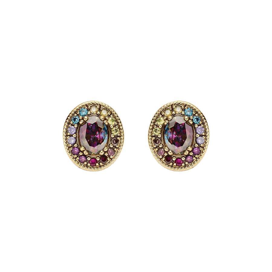 18K Gold Plated Earrings with Multicolor Zirconia - Nobel