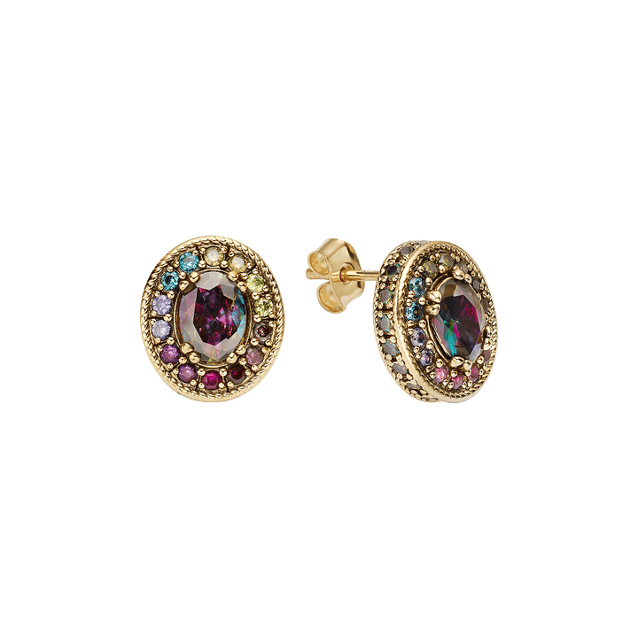 18K Gold Plated Earrings with Multicolor Zirconia - Nobel - 2