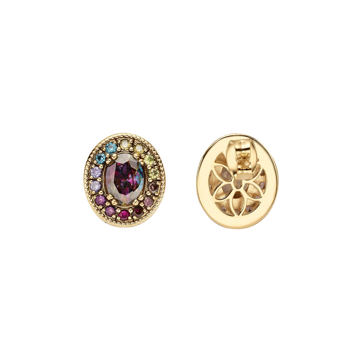 18K Gold Plated Earrings with Multicolor Zirconia - Nobel - 4
