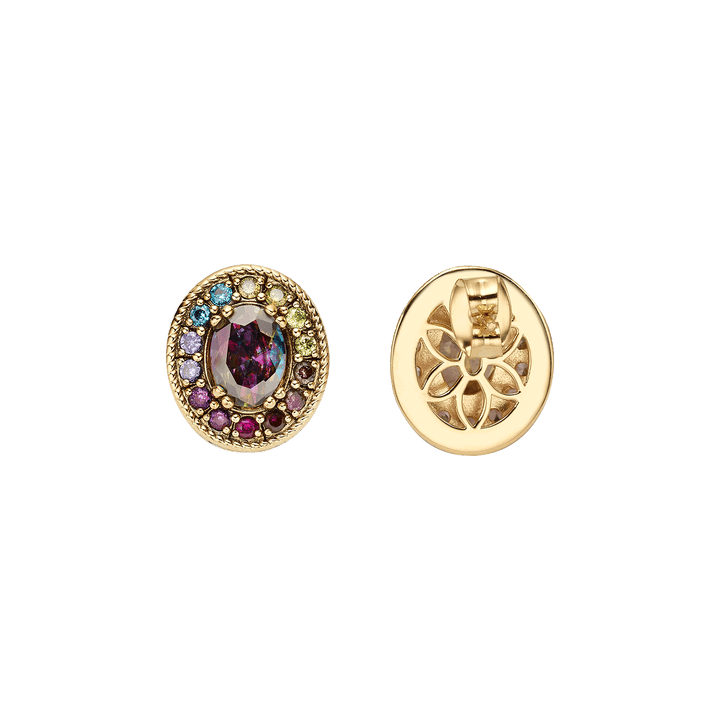 18K Gold Plated Earrings with Multicolor Zirconia - Nobel - 4