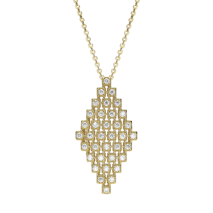 18K Gold Plated Necklace with Diamond-Shape Pendant &amp; Clear Zirconia - Volver