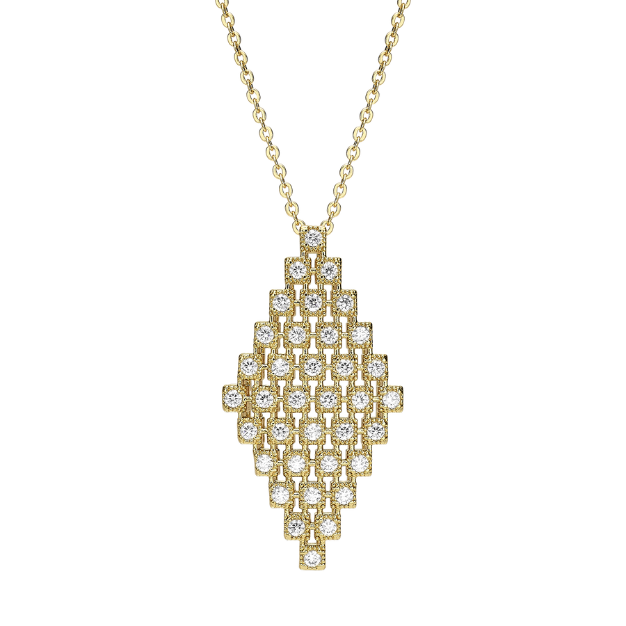 18K Gold Plated Necklace with Diamond-Shape Pendant & Clear Zirconia - Volver