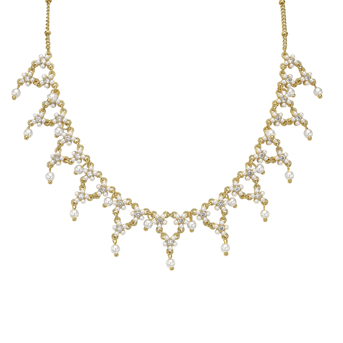 18K Gold Plated Necklace with Pearls - Volver