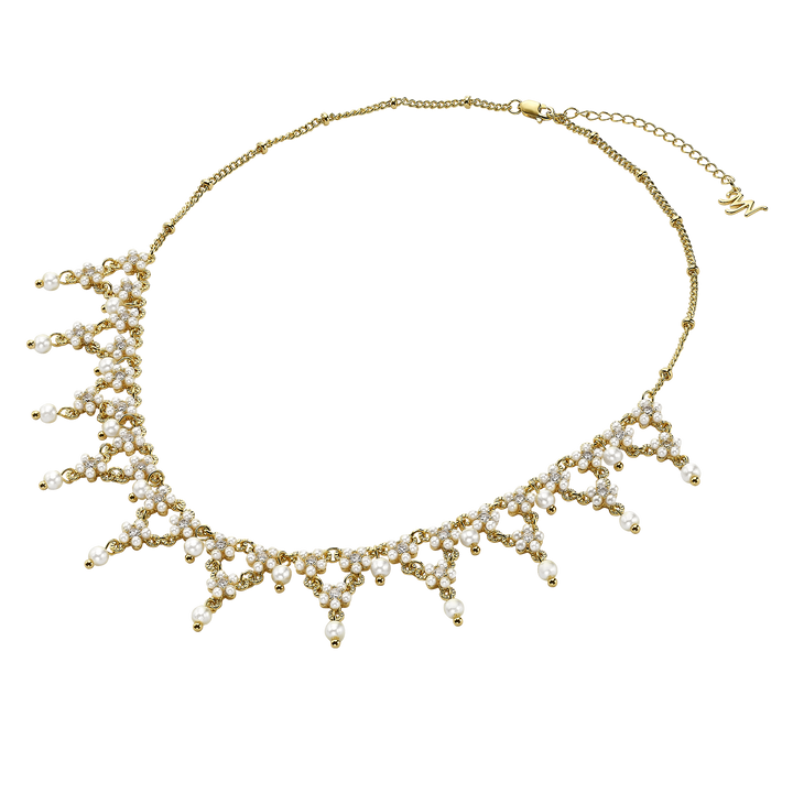 18K gold plated necklace with pearls Volver 