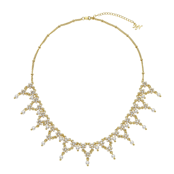 18K gold plated necklace with pearls Volver 