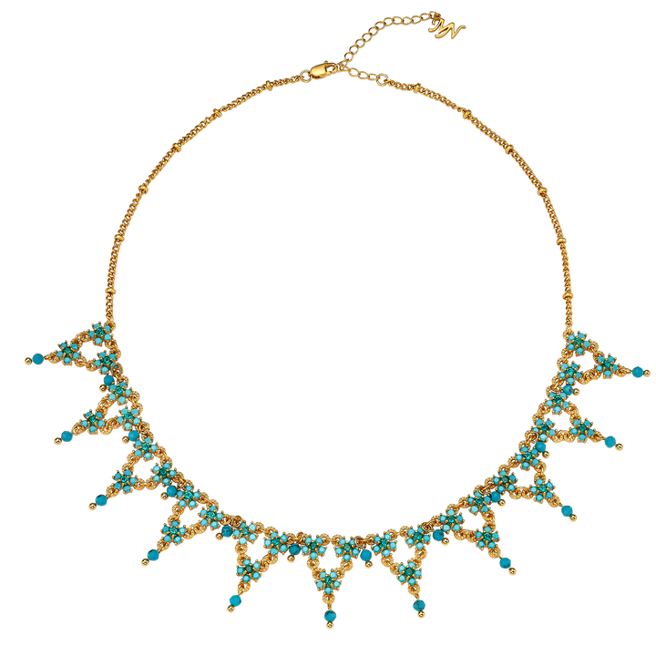 18K Gold Plated Necklace with Turquoise Stones - Volver - 4