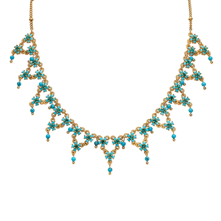 18K gold-plated necklace with turquoise stones Volver 