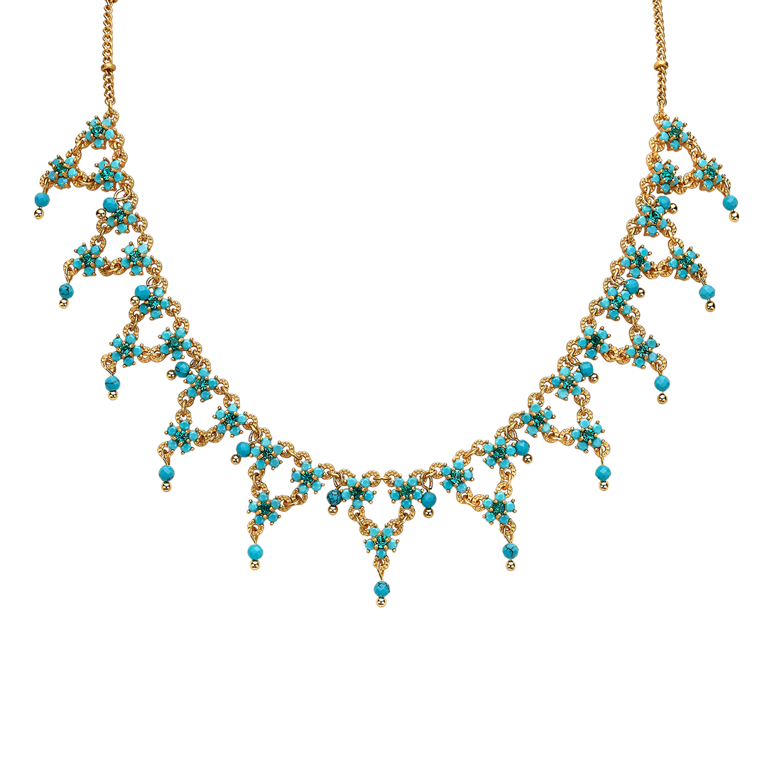 18K Gold Plated Necklace with Turquoise Stones - Volver